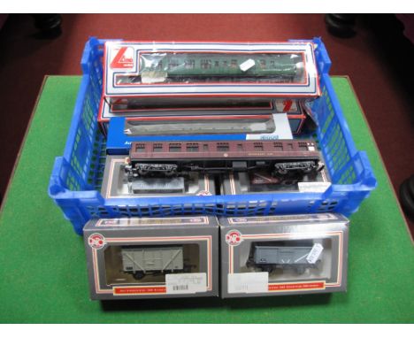 Eight OO Scale Model Railway Wagons and Coaches by Lima and Dapol, mostly boxed, includes three MK. 1 coaches and a Stanier S