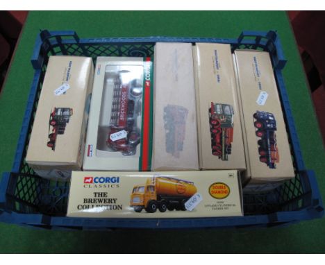 Six Corgi Diecast 1:50th Scale Trucks - Brewery Collection, all boxed, including #24302 Leyland Tanker - Double Diamond, cert