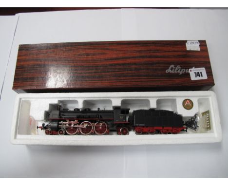 A Boxed Liliput "HO" Gauge #1802 Outline German DR-Lock 4-6-2 Locomotive and Eight Wheeled Powered Tender, DR black livery, R