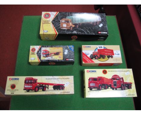 Six Corgi Diecast 1:50th Scale Trucks - British Road Services, all boxed in five packs, including #CC12603 Scammell Crusader 