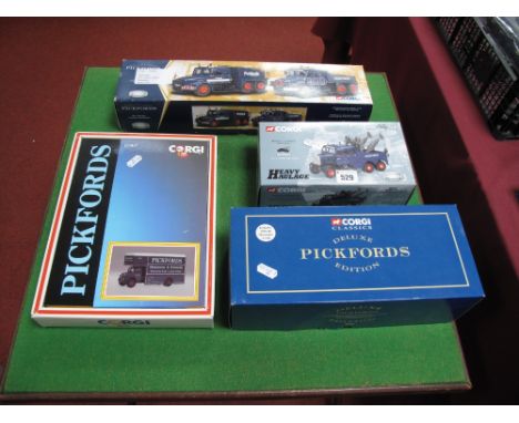 Five Corgi Diecast 1:50th Scale Vehicles, in three packs; plus Corgi Diecast 1:50th Scale Load, all Pickfords, all boxed.