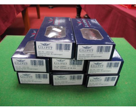 Eight "HO" Scale Freight Wagons By Liliput, all boxed, DR and DB livery.