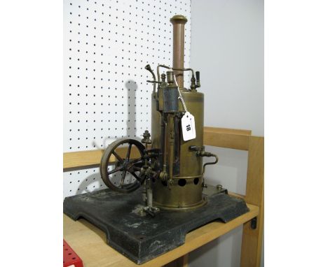 An Early XX Century Large Vertical Steam Boiler And Engine, by Marklin of Germany, single cylinder to flywheel, and water pum