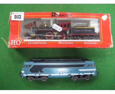 Two HO Scale Model Locomotives, Rivarossi Virginia and Truckee Railroad 4-4-0 Steam Locomotive and Lima SNCF Bo-Bo 67001 Dies