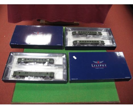 Four Liliput HO Scale Railway Coaches in Two Twin Packs - British Rhein Army. Boxed. 