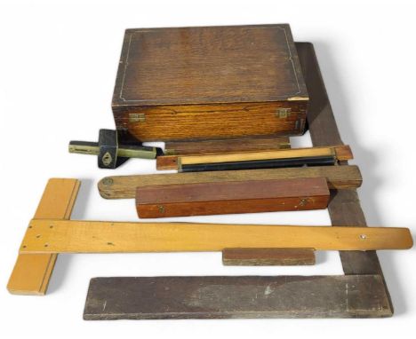 Collection of early 20th century and later draftsmans tools