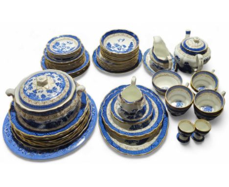 Booths Real Old Willow blue and white part dinner and tea service, to include later Royal Doulton pieces