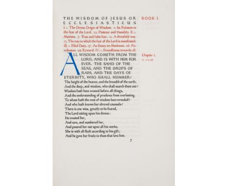 Ashendene Press.- Wisdom of Jesus the Son of Sirach (The) commonly called Ecclesiasticus, [one of 328 copies on paper], print