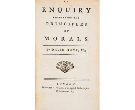 Hume (David) An Enquiry concerning the principles of morals, first edition, first issue (L3 with catchword 'than'), half-titl