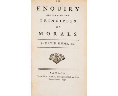 Hume (David) An Enquiry concerning the principles of morals, first edition, first issue (L3 with catchword 'than'), half-titl