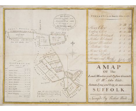 Suffolk Estate map, Bredfield.- Johnson (Isaac, surveyor &amp; artist) A Map of the Lands, Meadows, and Pasture Grounds of Mr