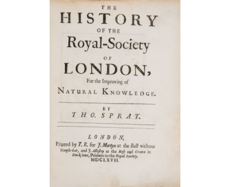 Sprat (Thomas) The History of the Royal-Society of London, first edition, first issue, imprimatur leaf A1 with Society's arms