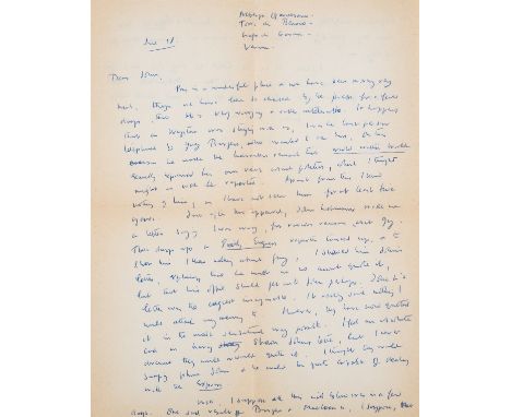 Spender (Sir Stephen, poet, 1909-1995) Autograph Letter signed "Stephen" to John Morris, Head of the Far Eastern Service of t