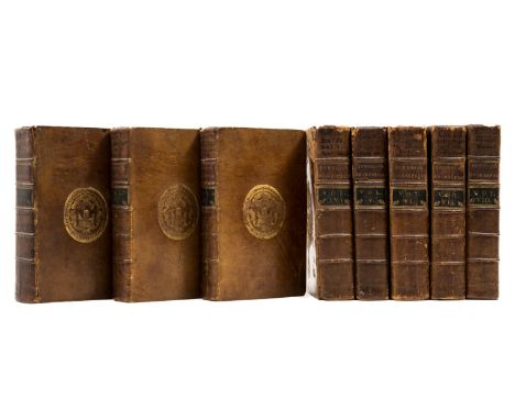 Trinity College prize bindings.- Shakespeare (William) The Plays...To which are added Notes by Sam. Johnson, 8 vol., first Jo