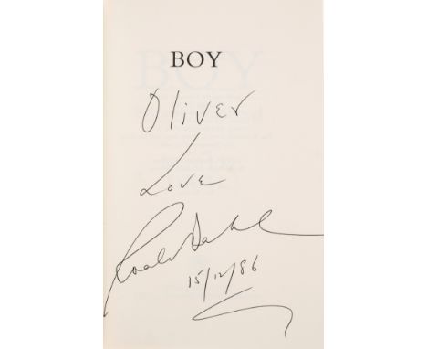 Dahl (Roald) Boy, first edition, signed presentation inscription from the author "Oliver love Roald Dahl" on half-title, smal