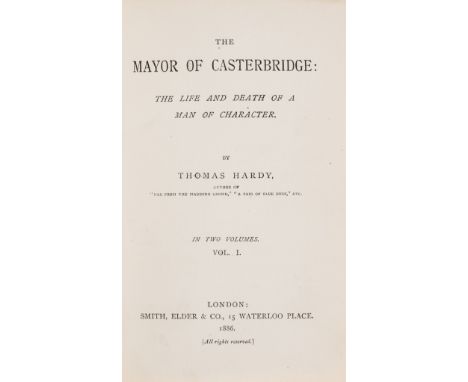 Hardy (Thomas) The Mayor of Casterbridge, 2 vol., first edition, half-titles, lacking advertisement leaves at end of each vol