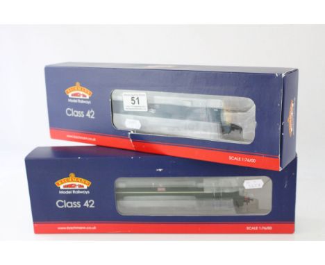 Two boxed Bachmann OO gauge DCC 21 locomotives to include 32051DC Class 42 Diesel D867 BR green Zenith and 32061 Class 42 Die