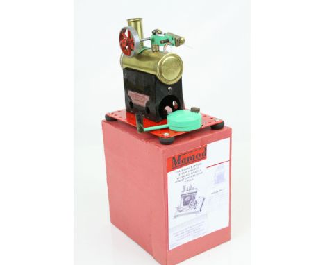 Mamod Minor No 1 Live Steam Stationary Steam Engine in vg condition with custom logo sticker to one side and custom box