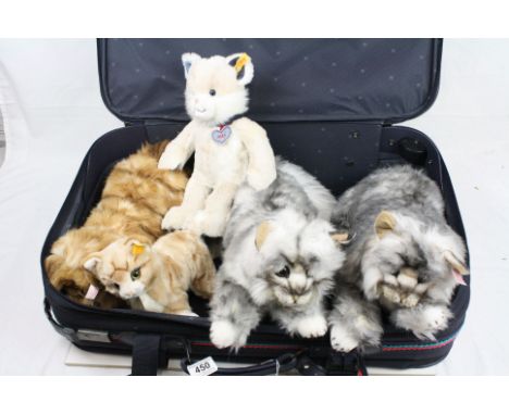 Five contemporary Steiff soft toy cats in excellent condition 