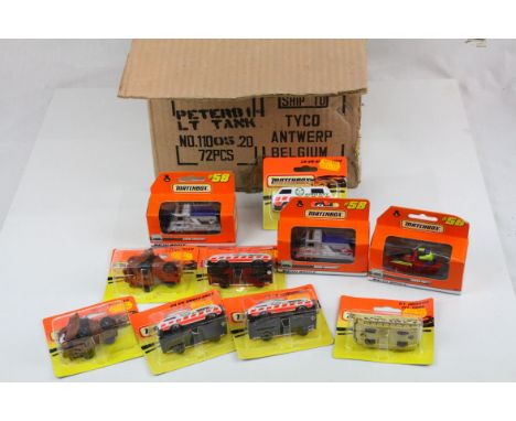 Ex shop stock - 60+ carded/boxed Matchbox diecast models, to include Motorcity &amp; Mattel Wheels, with duplication