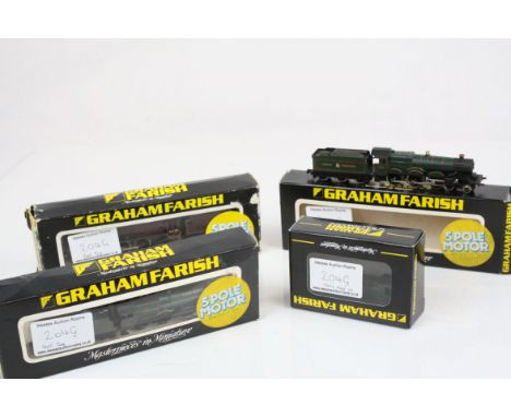 Four boxed Graham Farish N gauge locomotives to include No 1816 Duchess Class Duchess of Hamilton BR red, Winchester Castle, 