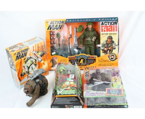 Four boxed Hasbro Action Man figures to include ltd edn Collectors Edition Action Soldier set, Robot, No Face and Thunderwing