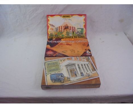 Three boxed Matchbox diecast model vehicle sets to include The Circus Comes To Town, Post Vehicles of The World and The Austr