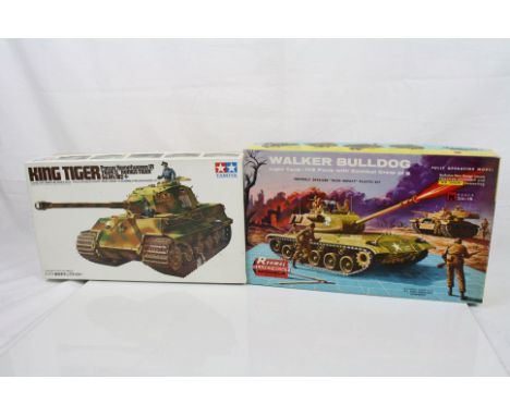 Two boxed and built plastic model kits to include Renwal Blueprint Models Walker Bulldog Light Tank (plus additional tank) an