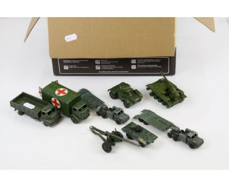 19 Vintage play worn military diecast models to include Dinky, Lesney etc