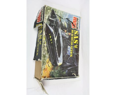 Boxed Palitoy Action Man SAS Beachead Attach set, item appears vg, box lid poor and with tears