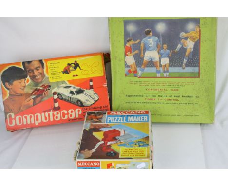 Three boxed games to include Subbuteo Continental Club Edition (near complete), Mettoy Computacar and Meccano Puzzle Maker