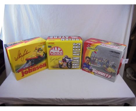 Three boxed Action 1/9 ltd edn Pro Stock Motorcycle models to include Brian Ayers Mac Tools 2000 Pro Stock Bike, Steve Johnso