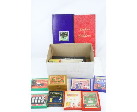 Group of vintage games to include 6 x R Journet games (Road Sign, The Pigybak, Ringtail Cat, The Lucky Seven, The Double Six 