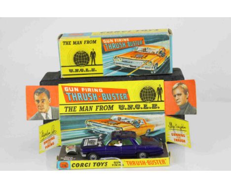 Boxed Corgi 497 The Man From UNCLE Thrushbuster diecast model, diecast vg, with Waverly ring, inner display stand vg, outer b