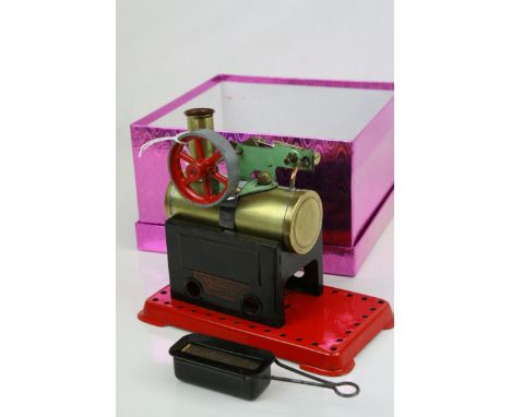Mamod Minor No 2 Live Steam Stationary engine with custom box, very good condition, with custom Mamod sticker to side