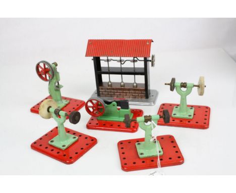 Six steam engine accessories to include 5 x Mamod (Miniature Grinding Machine, 2 x Miniature Polishing Machine, Model Power P