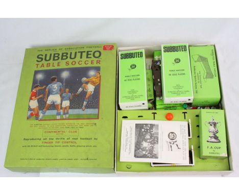 Subbuteo - Group of HW Subbuteo to include 2 boxed teams (Uruguay &amp; England), boxed FA Cup, boxed C122 goalposts, boxed C