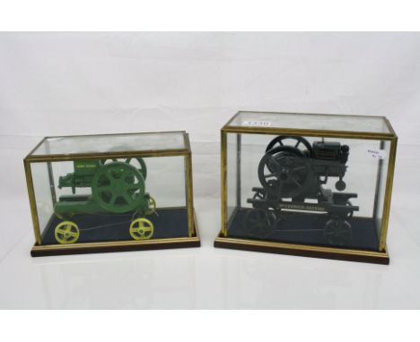 Cased 1:6 scale diecast Ertl vintage McCormick-Deering steam engine, together with similar Ertl John Deere engine, both model