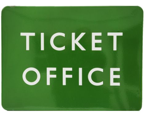 British Railways Southern region BR(S) enamel F/F light green 24 inch x 18 inch TICKET OFFICE, good colour and shine and in v
