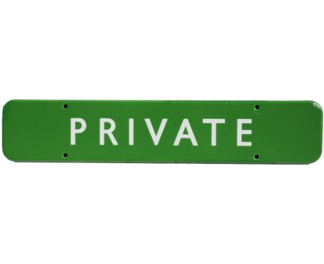 British Railways Southern region BR(S) enamel doorplate F/F light green 18 inch x 3.5 inch PRIVATE, good colour and shine wit
