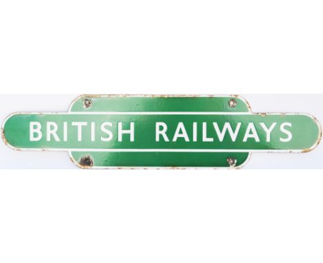 British Railways(S) light green totem Poster Board Heading 17.5 inches x 4 inches. Good colour and shine, some edge rusting a