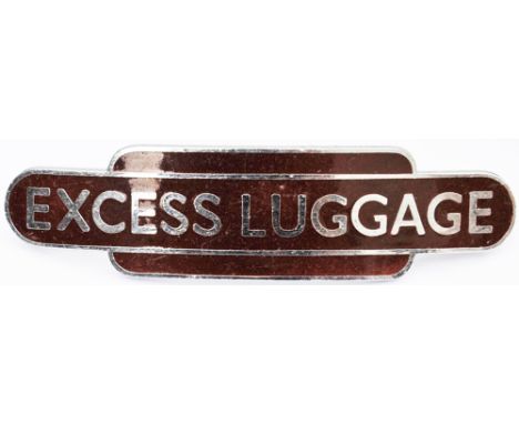 BR(W) enamel chrome Totem Cap Badge EXCESS LUGGAGE by JR Gaunt London. Excellent condition.