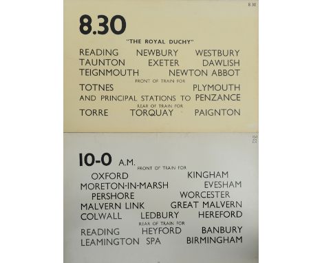 Station departure boards from Paddington measuring 30 inches x 20 inches. One is the Paddington- Worcester route with Leaming