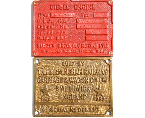 Worksplate Built By The Birmingham Railway Carriage & Wagon Co Smethwick 1960 Ser No DEL 117. Ex D6525, later 33109. Introduc
