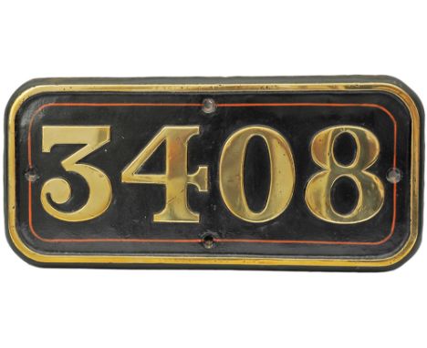 Cabside Numberplate 3408. Ex Bulldog BOMBAY, the nameplate and details of which appear in the previous lot. The plate is stam