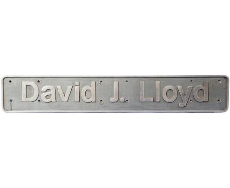 Cast Aluminium Nameplate 'DAVID J LLOYD' ex 67015. Measures 58.25 inches by 9.75 inches. Nameplate is being sold on behalf of