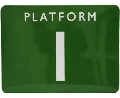 British Railways Southern region BR(S) enamel F/F light green 24 inch x 18 inch PLATFORM 1, good colour and shine and in exce