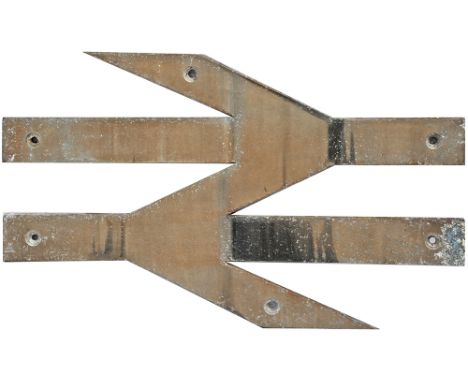 British Rail alloy Double Arrow Badge. Small size 20.25 inches x 12.5 inches, ex loco condition.
