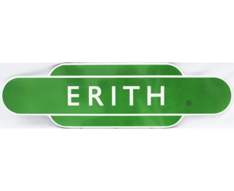 Totem BR(S) ERITH F/F light green. Ex SECR station between Belvedere and Slade Green. Good condition with one small chip repa