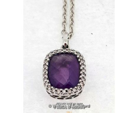 *Amethyst and diamond pendant, on 18ct white gold chain, with appraisal certificate. RRP £770.00 (Lot subject to VAT)